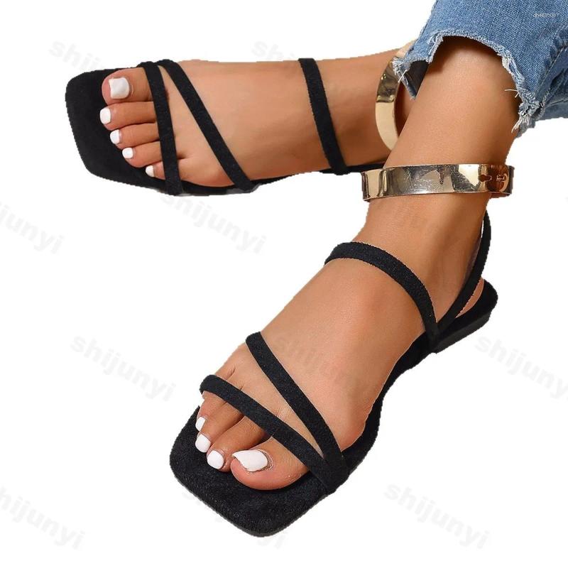 Sandals Leopard Print Women 2025 Summer Flat Casual Slippers Fashion Open Toed Square Toe Women's Shoes Sandalias De Mujer hurenlakeshoes hurenla
