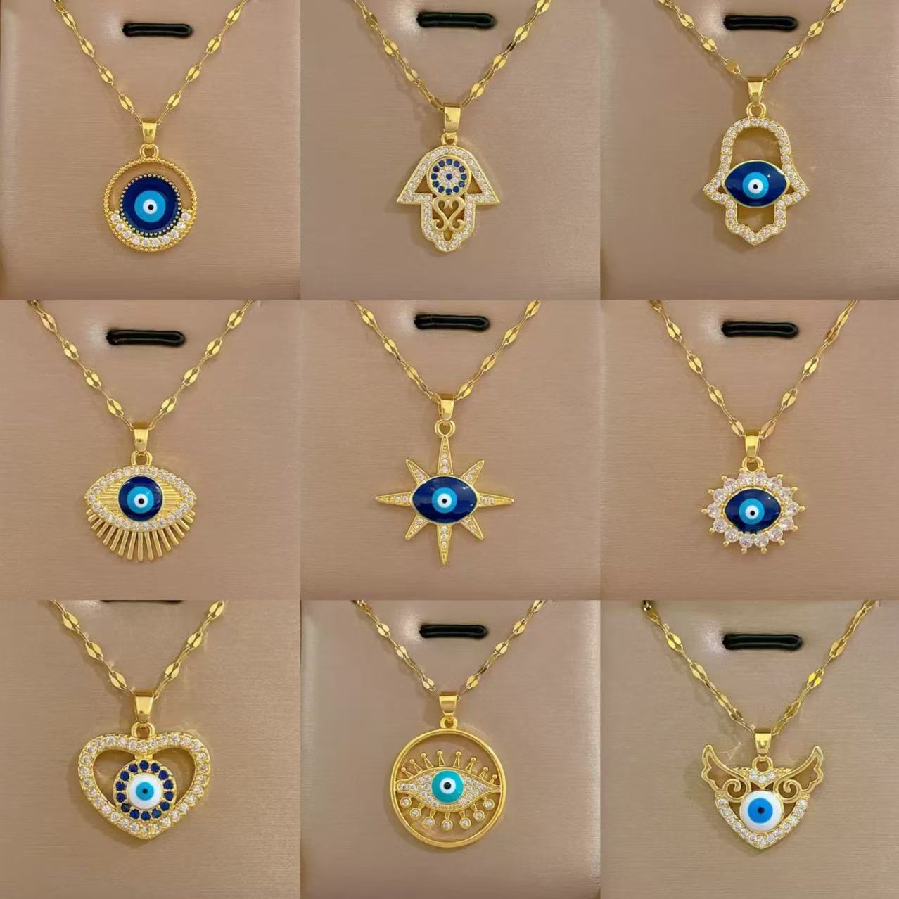 Designer Necklace 18k Gold Stainless Steel Evil Eyes Necklace for Men Women OT Pearl Buckle Party Wedding Travel Jewelry Wholesale Drop Ship