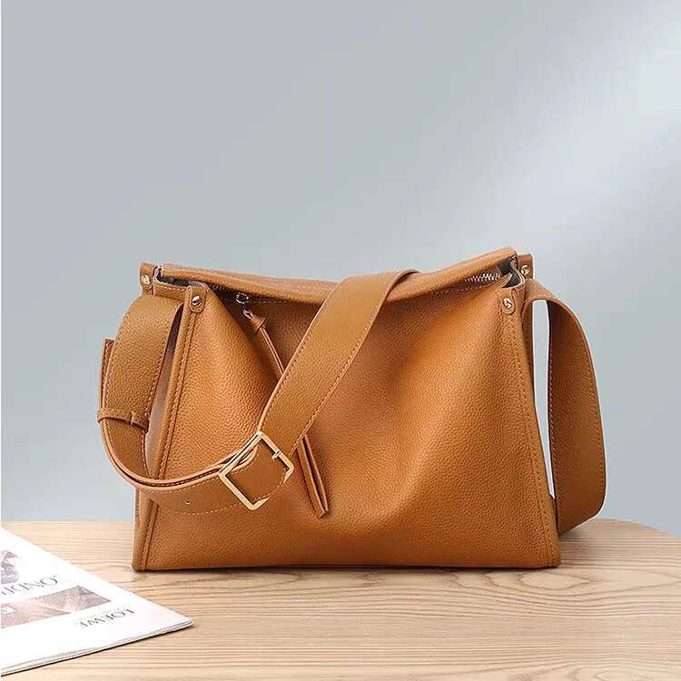 Baiye Fashion Genuine Leather Women's Bag, Cowhide Handmade, One Shoulder Crossbody Bag