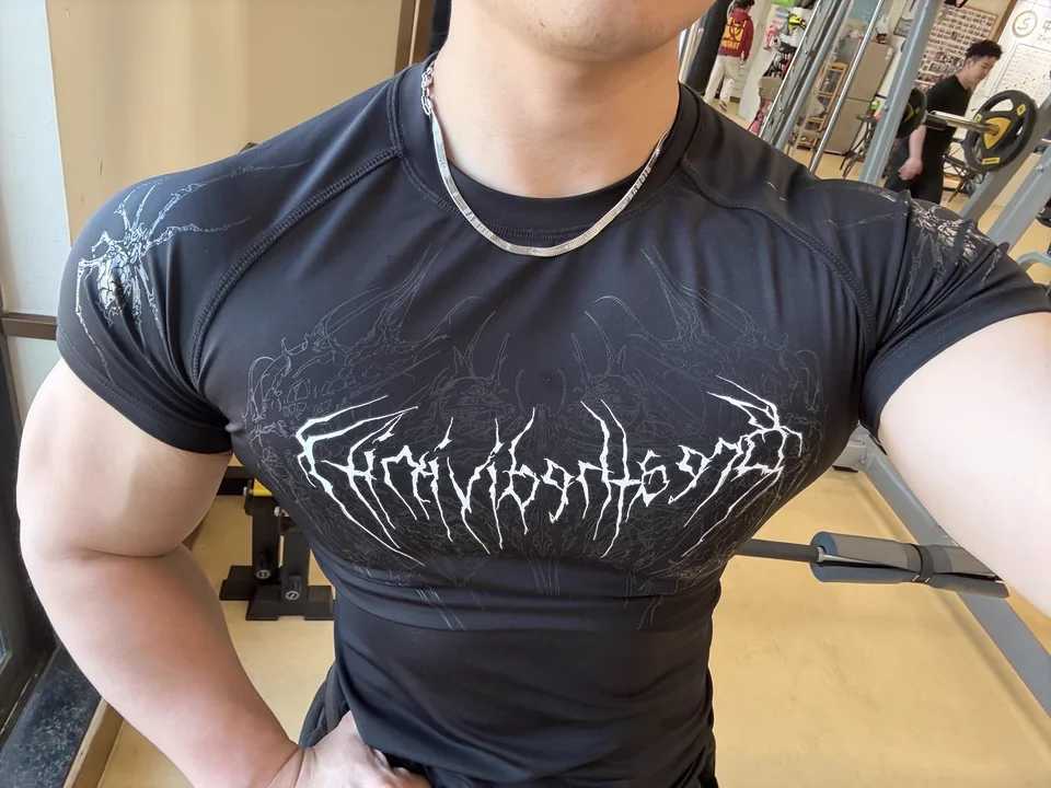 Breathedivity compression shirt short sleeved 2025 top muscle gym fitness black body shape display figure W250407
