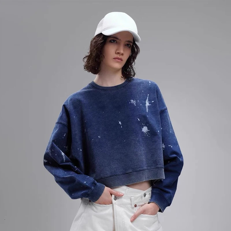 NIGO LP Womens Spring and Autumn Street Old Graffiti Cotton Round Neck Long Sleeve Short Sweatshirt #nigo61427 250403