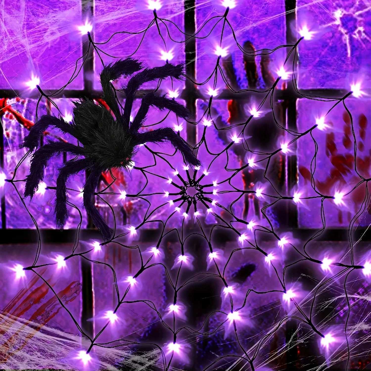 Halloween Party LED Light 70 LED String Ghost House Atmosphere Light Battery Powered Spider Web Lamp For Festival Party Decor W251107