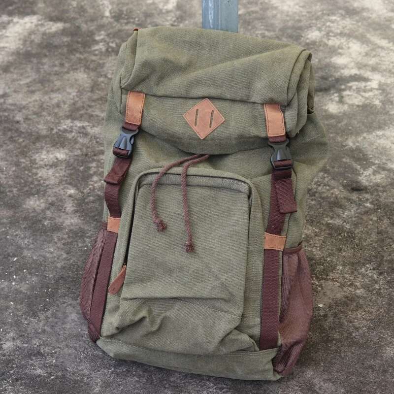 Men's Casual Canvas Backpack Laptop School Bag Large Capacity Practical Trvel Outdoor Mountain Climbing Hiking Rucksack