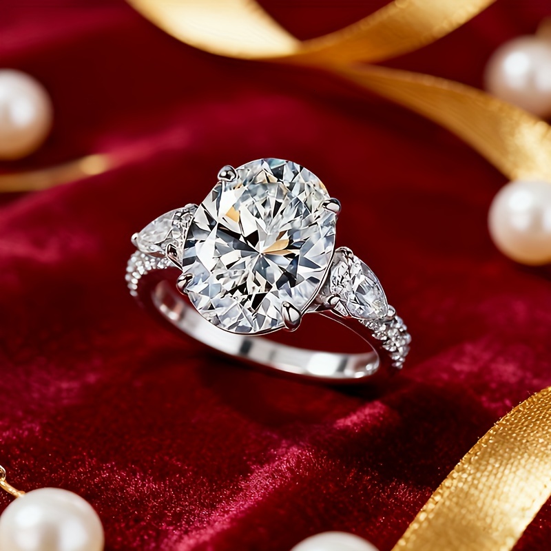 Luxury Brand Designer Jewelry 925 Silvery Shiny 3-ct Moissanite Ring, A Fashionable Women's Ring, A Daily Outfit Gift, An Anniversary Fashion Par
