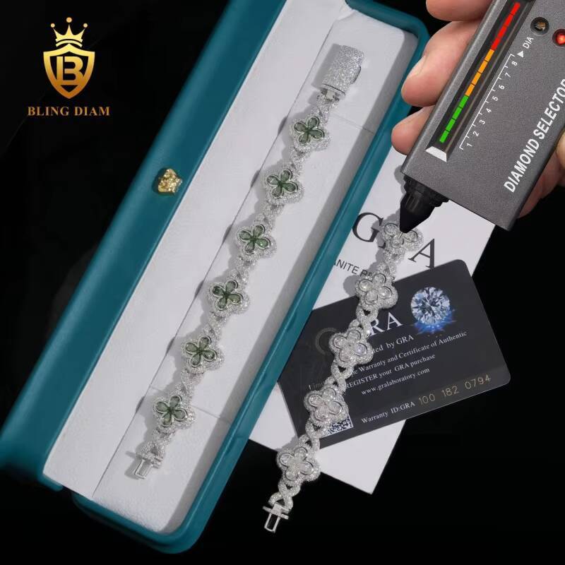 Lab Grown Diamond Bracelet D Color VVS Moissanite Diamond Sterling Silver 925 18MM Moissanite Cuban Link Bracelet