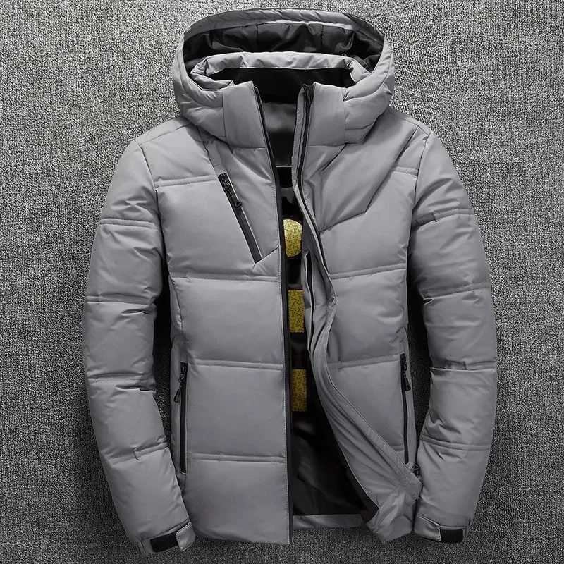 Mens Red Down Jacket 2025 New Winter Mens Coat Windproof Removable Cap Parka Solid Color Outdoor Casual Hooded Overcoat ClothesT251107