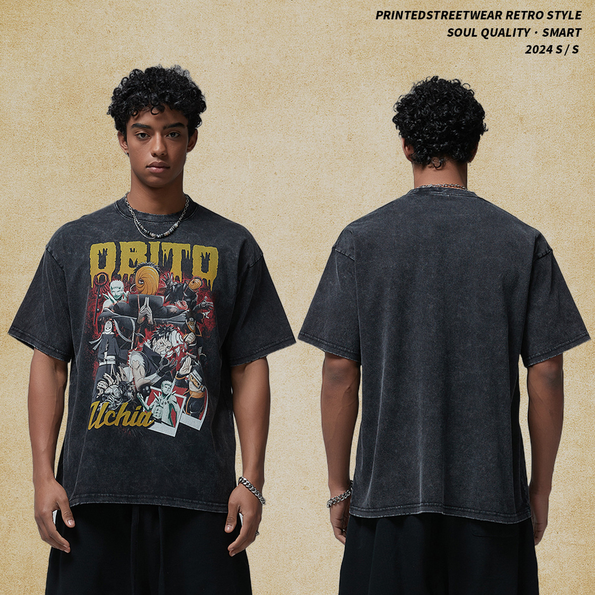 Wear | 2025 Spring/Summer New Product White Ink Digital Breathable Printed Vintage Trendy Brand Men's Short sleeved T-shirt