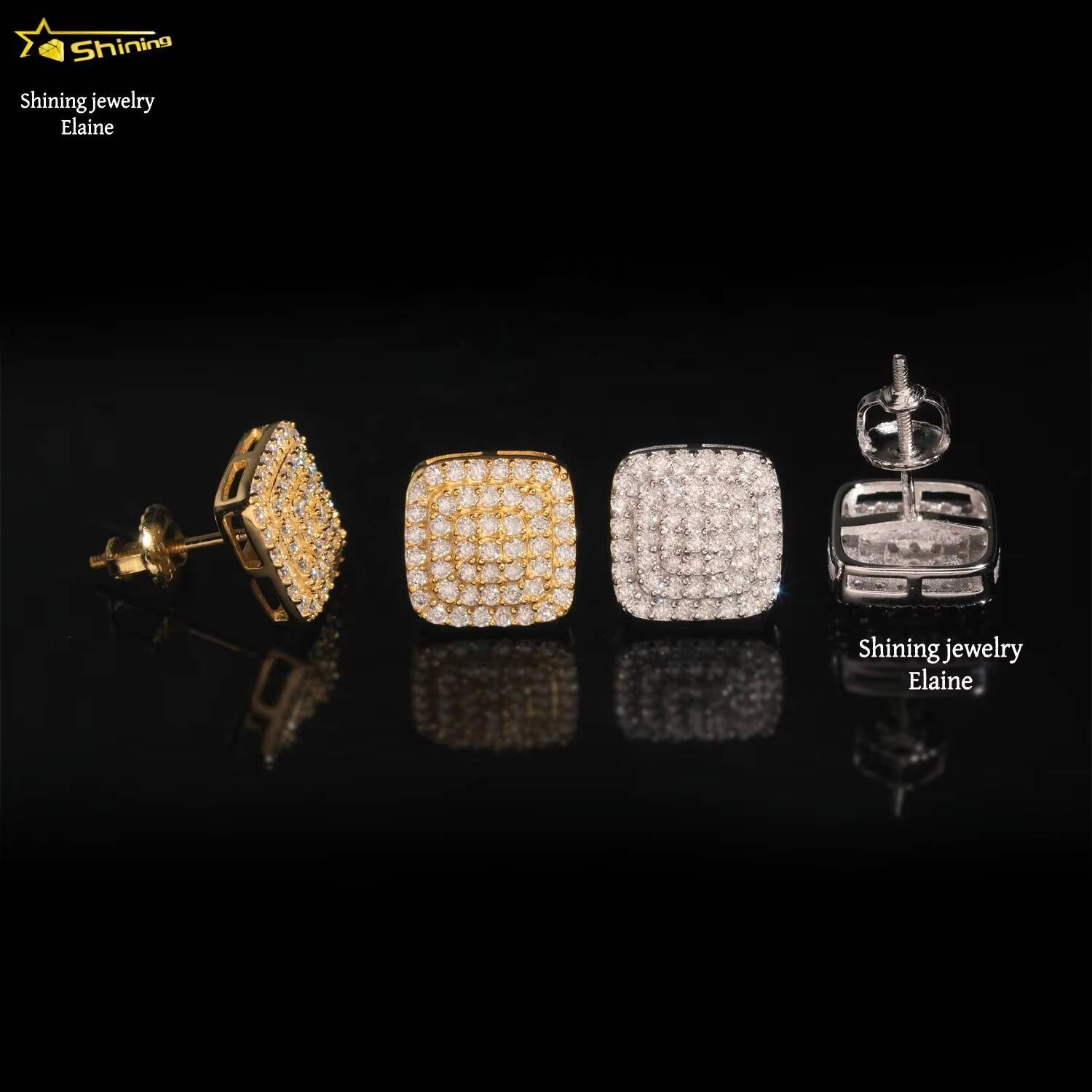 Fashion Hip Hop 10MM Width Sterling Silver 925 Pass Tester Lab Diamond Iced Out D Color VVS Moissanite Fine Jewelry Earrings