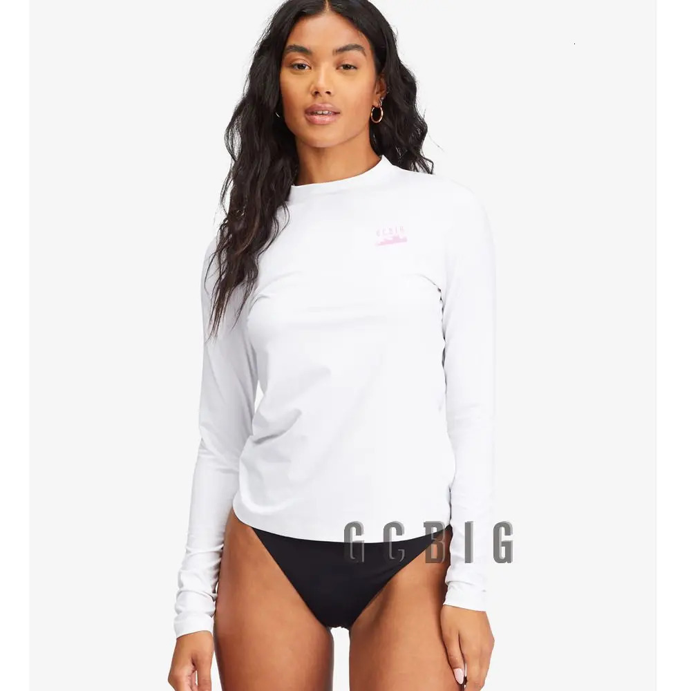 Womens long sleeved surfing Rush protective summer suit Tshirt swimsuit beach top Uv swimming diving 250313