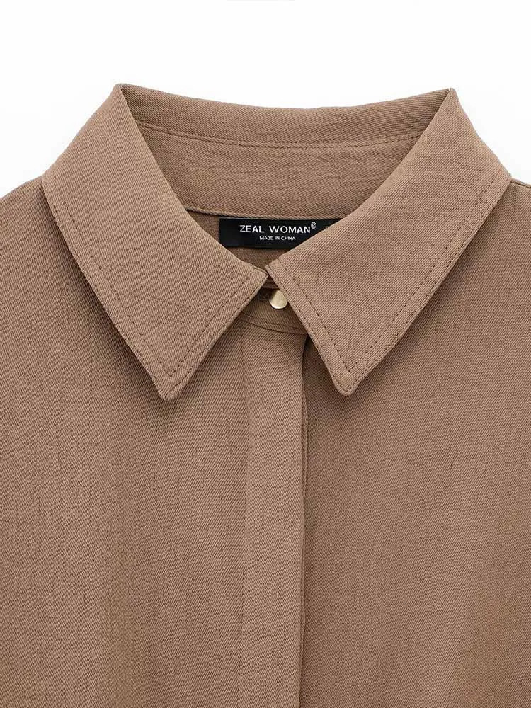 Spring womens clothing European and American style hunting dress long sleeved lapel shirt high waisted pants set 250407