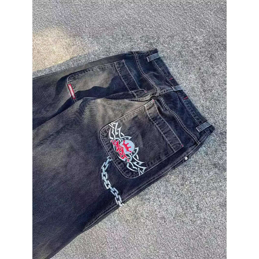 JNCO hip-hop loose jeans men's Gothic high waist wide leg pants streetwear