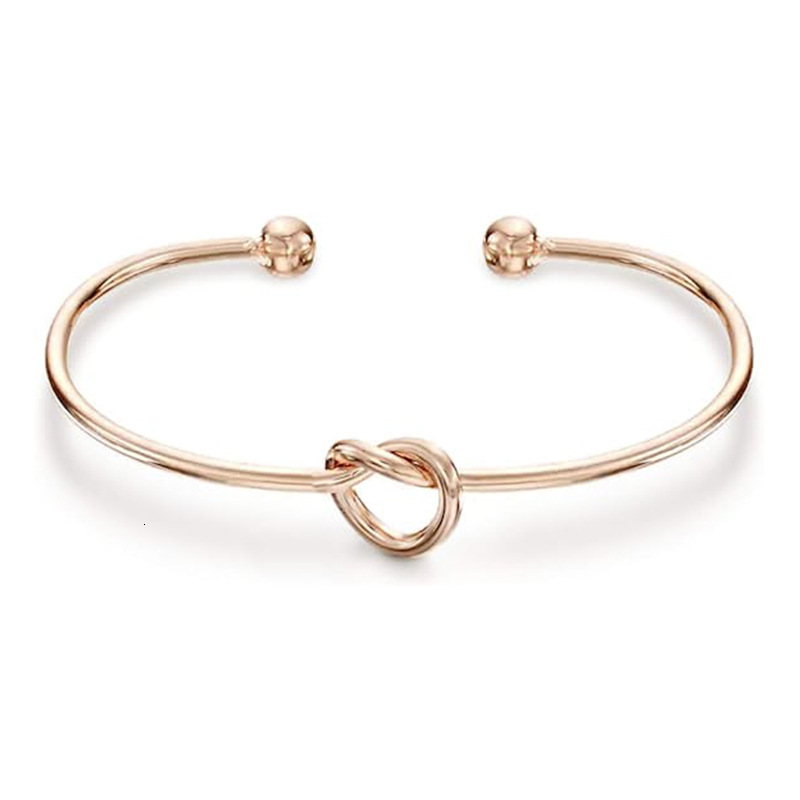 Top selg 2mm fine stainless steel knot with heart-shaped opening bracelet