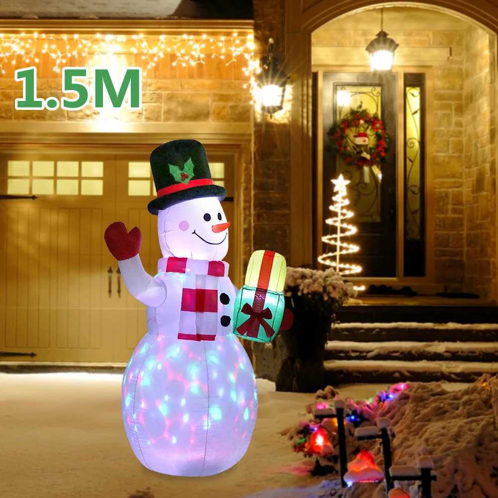 22M/7FT Christmas Inflatables Green Gloves Snowman Outdoor Model Built-in Rotating LED Lights Indoor Outdoor Xmas Decorations W251107