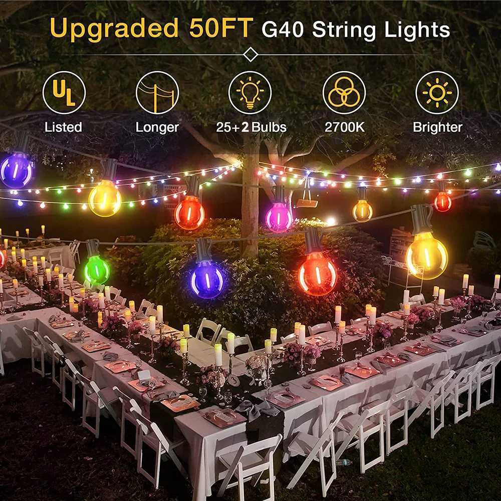 Multicolor G40 String Light Globe Colorful Wedding Lights 110V US Holiday Lighting Connectable Vintage Wedding Party Outdoor D W251107