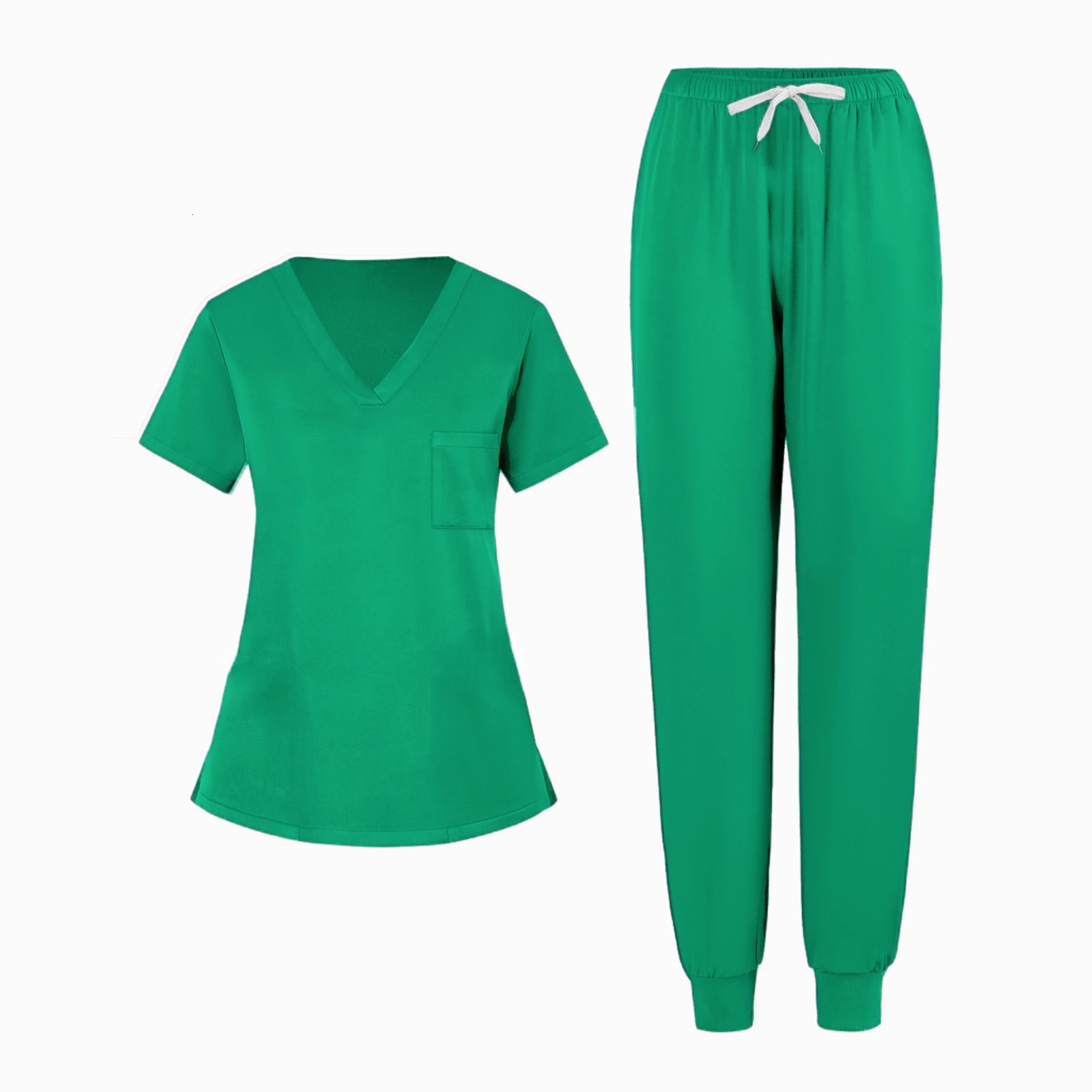Operating Room Uniform Scrubs Women Men V Neck Top Straight Pants Set Nursing Pet Hospital Workwear Beauty Salon Clothes 250402