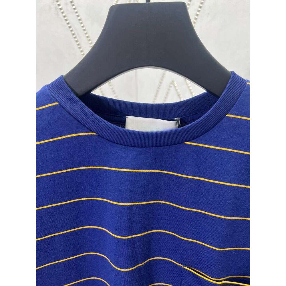 Early Spring New College Style Letter Sticker Short T-Shirt With Contrasting Stripes Round Neck Top For Women