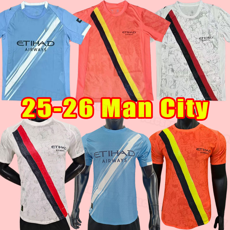 Man 2025 2026 HAALAND soccer jerseys 25 26 DE BRUYNE GREALISH MAHREZ FODEN ALVAREZ FANS player version home man city adult