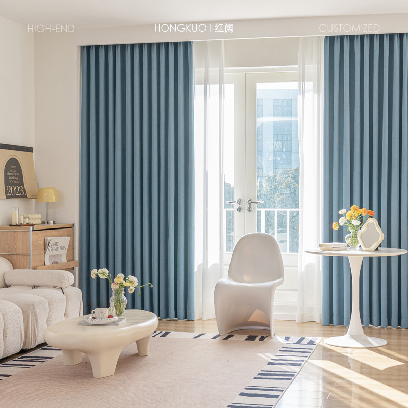 D324 full blackout chenille maternal and infant grade non-coated glue-free physical full blackout curtains double door width finished curtain