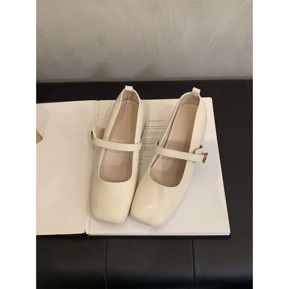 French Retro Square Toe Shallow Mouth Single For Women, Mid Heel, Spring And Autumn Evening Breeze, Free shipping Elegant Fairy Style, Chunky Heel Mar