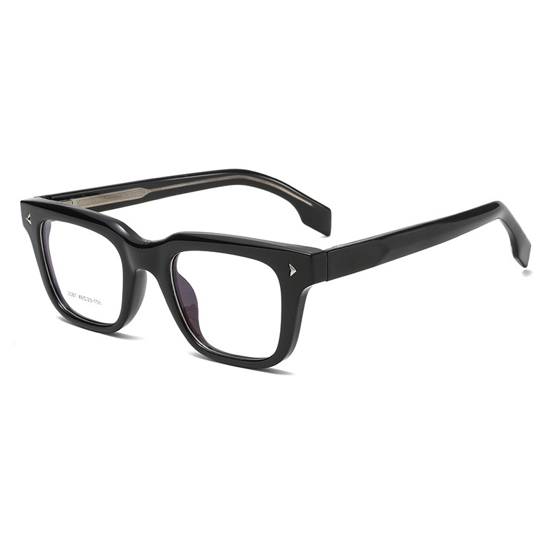 New Cross-Border Fashion Acetate Pin-Style Square Frame Retro Optical Glasses for Men and Women Plain-Frame Decorative Non-Prescription Eyewear