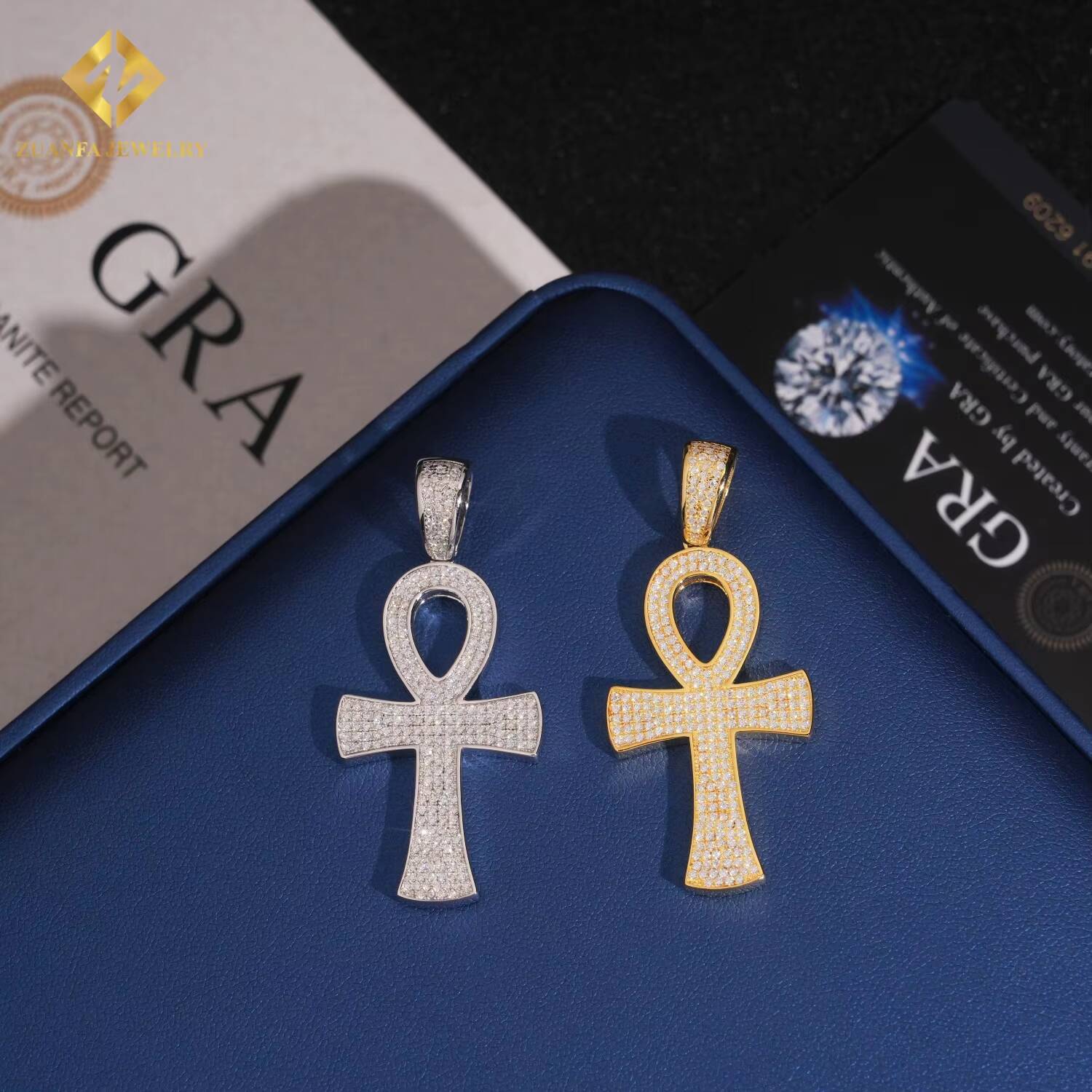 Trendy Jewelry Fine Pendants 925 Sterling Silver Hip Hop Cross Pendant Men Women Moissanite High Quality Gift