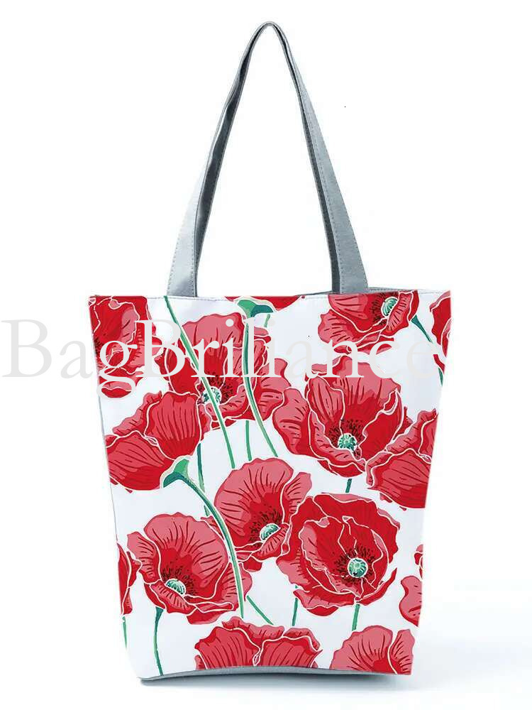 2025 Red Printed Handbag Eco Reusable High Capacity Foldable Shopping Bag Plant ral Outdoor Travel Tote Can Custom Pattern