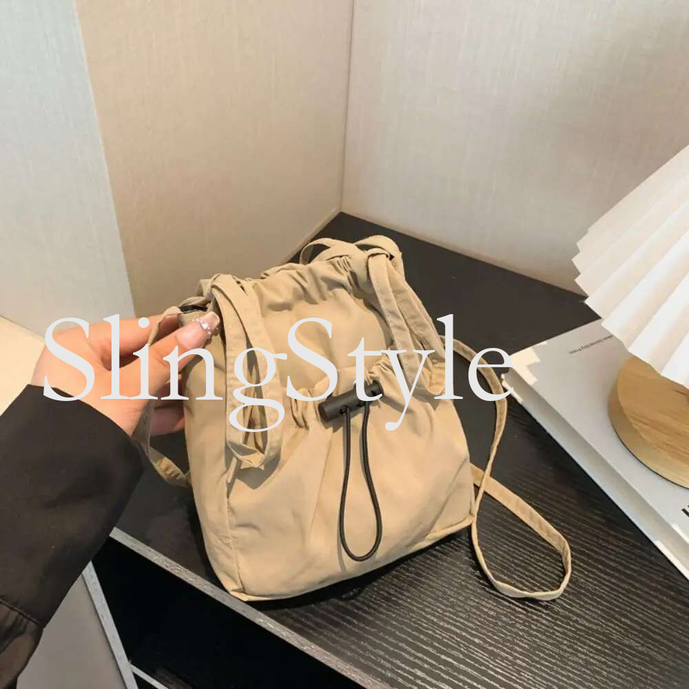 New Large Capacity Women Shoulder Simple Versatile Reusable Tote Bags Cell Phone Purse Pouch Drawstring Crossbody Bag