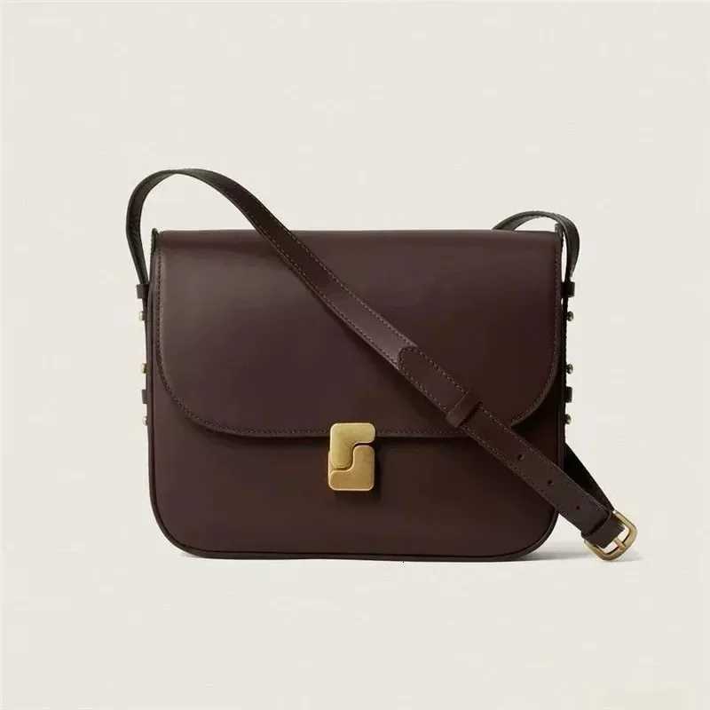 2025French niche new genuine leather tofu bag womens diagonal small square bag commuter shoulder bagW251107