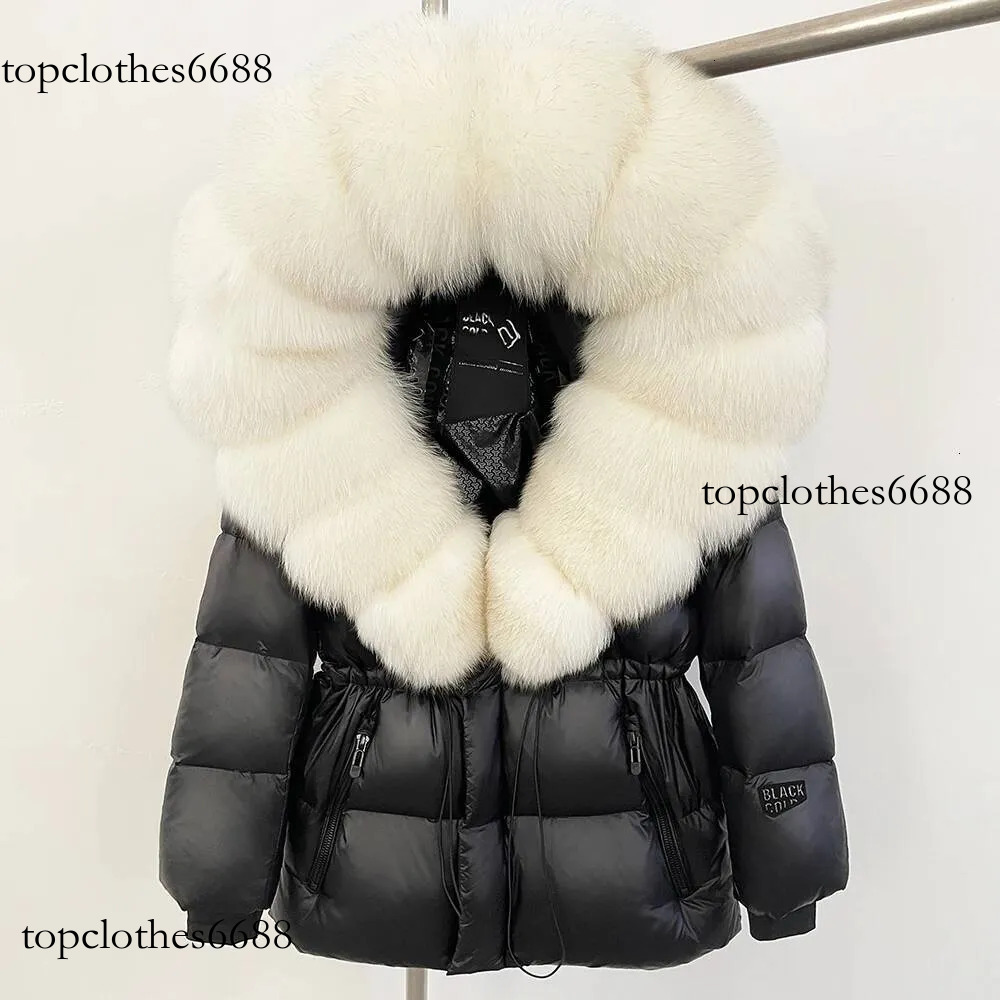 2025 Reality Winter Clothes Women Big Fox Fur Coat Autumn Warm Natural White Goose Duck Female Hooded Puffer Jacket real fur coat women