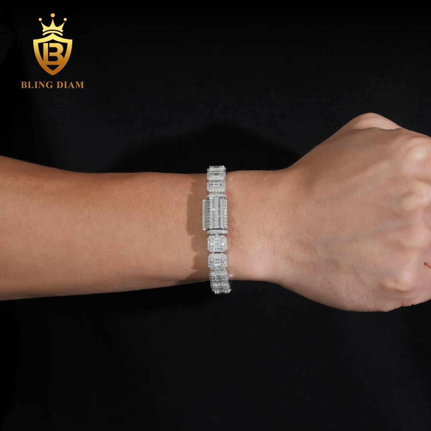 D Color VVS Moissanite Diamond Sterling Silver 925 9MM Lab Grown Diamond Bracelet Moissanite Cuban Link Bracelet