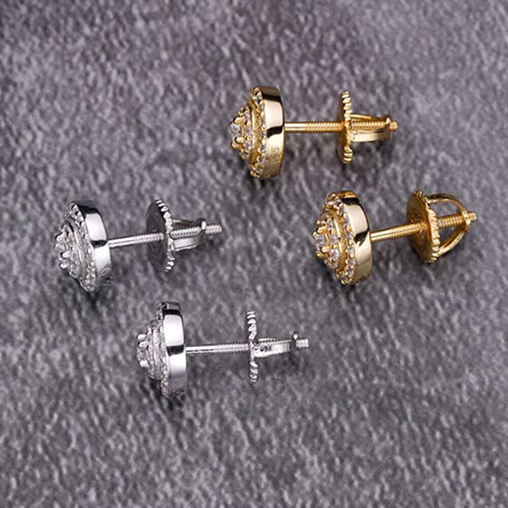 2024 New Minimalist 925 Sterling Silver 18K Gold Plated Hypoallergenic Iced Out Zircon Moissanite Stud Earrings