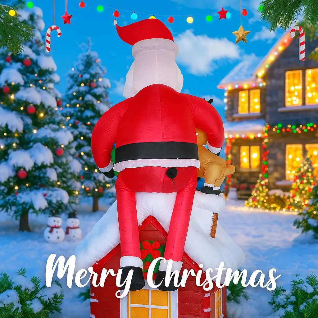 95FT Inflatable Christmas Santa Claus Decoration Reindeer Gift LED Home Ornament Christmas Gifts Supplies Toy Xmas Yard Decor W251107