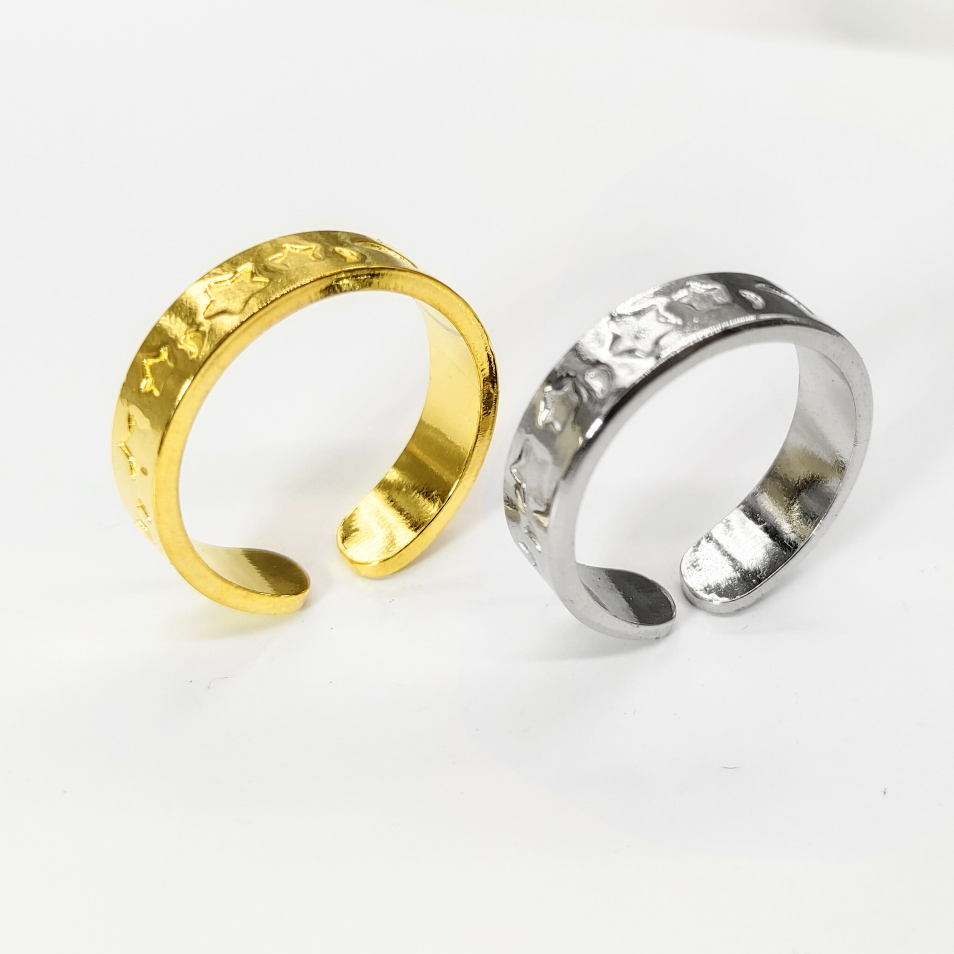 Top Source Wind Light Luxury Titanium Steel Moon Star Ring with Adjustable Opening, Women's Color Will Not Fade