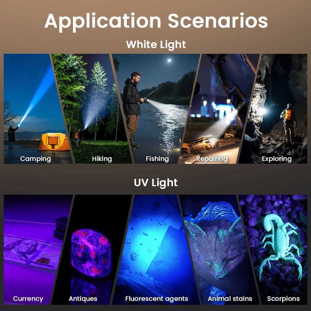 NEW SOFIRN SR23 3300LM Flashlight 6500K UV 365nm EDC Light 21700 USB C Rechargeable Dual Switch Torch with Magnetic TailcapW251106