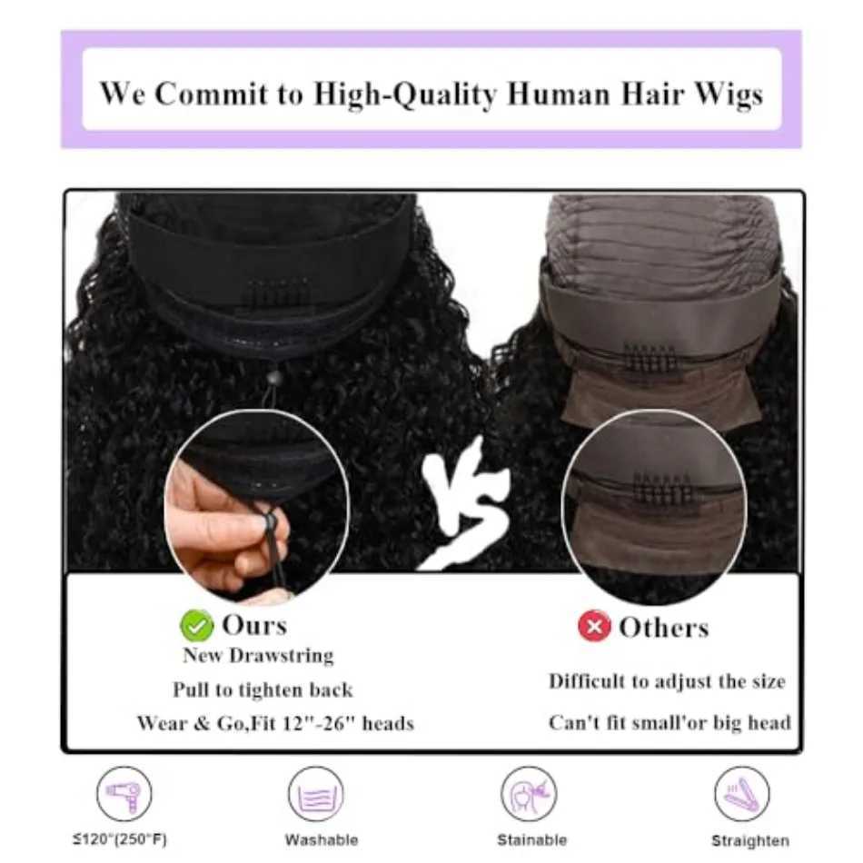 30 Inch Curly V Part Wig Human Hair Brazilian Virgin Human Hair Wig Upgrade U Part Wig Glueless V Shape Wig Natural Black Color W251107