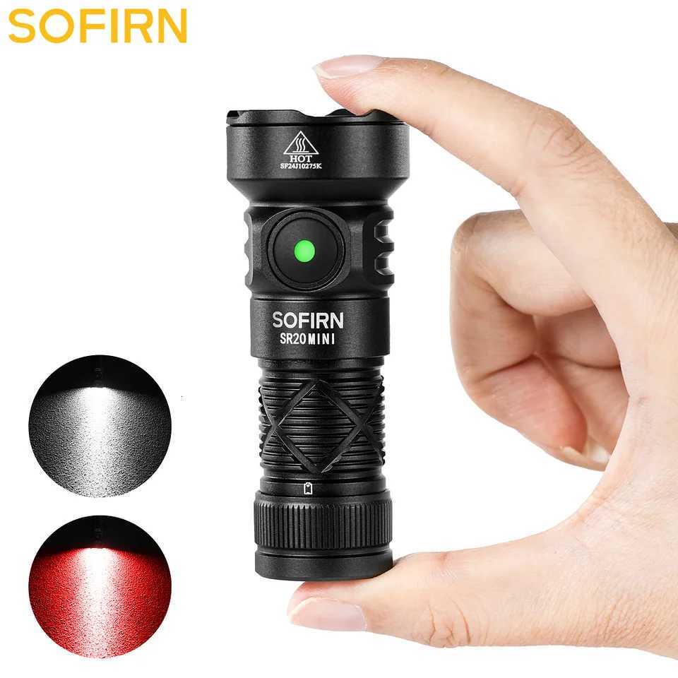 New Sofirn SR20 MINI 1200lm Flashlight 18350 USB C IP68 Waterproof with Red LED Key Light for Camping Emergency SituationsW251106