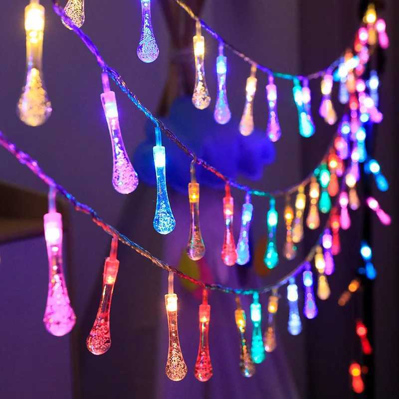 Battery Powered Water Drop String Lights 15M-10M Fairy Lights for Indoor Christmas Bedroom Decorations LED Holiday Lighting W251107