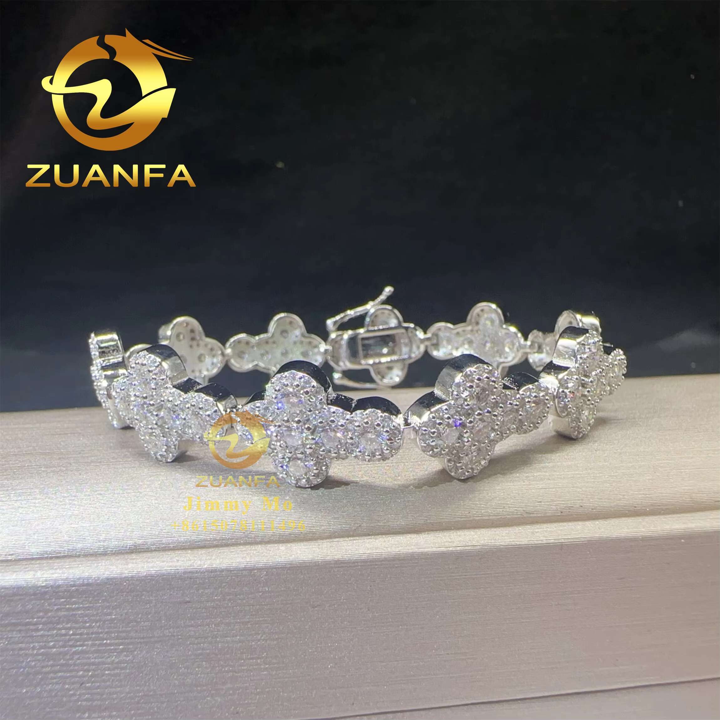 Fashion Pass Diamond Tester New Arrivals 925 Silver Iced Out Hip Hop Jewelry VVS1 Moissanite Diamond Cross Cuban Bracelet Gift