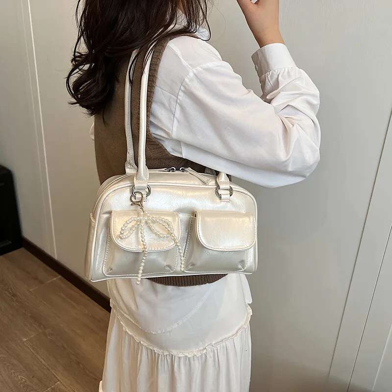 2025New Model Bow Underarm Shoulder Bag Women Korean Version Fashion Solid Color Handbag Ballet Simple Style