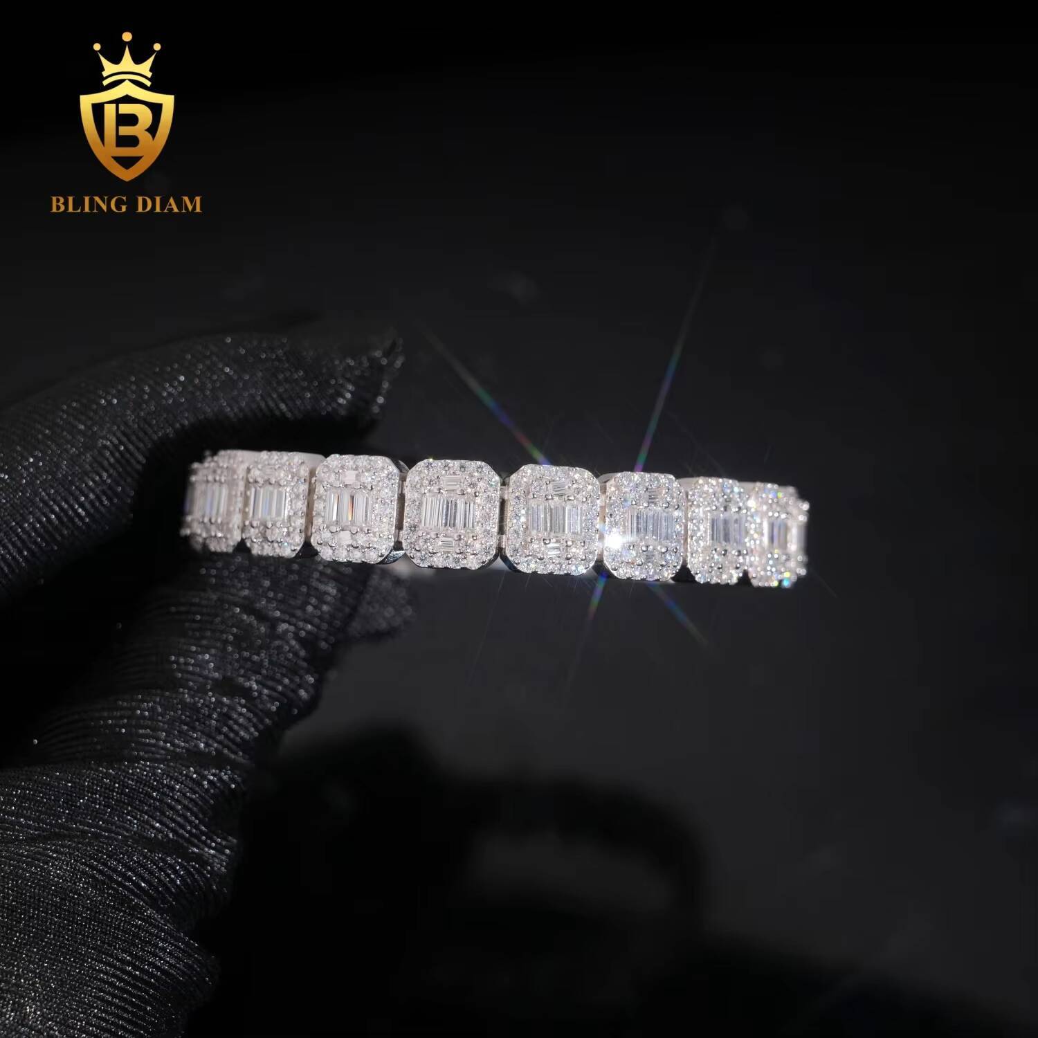 D Color VVS Moissanite Diamond Sterling Silver 925 9MM Lab Grown Diamond Bracelet Moissanite Cuban Link Bracelet