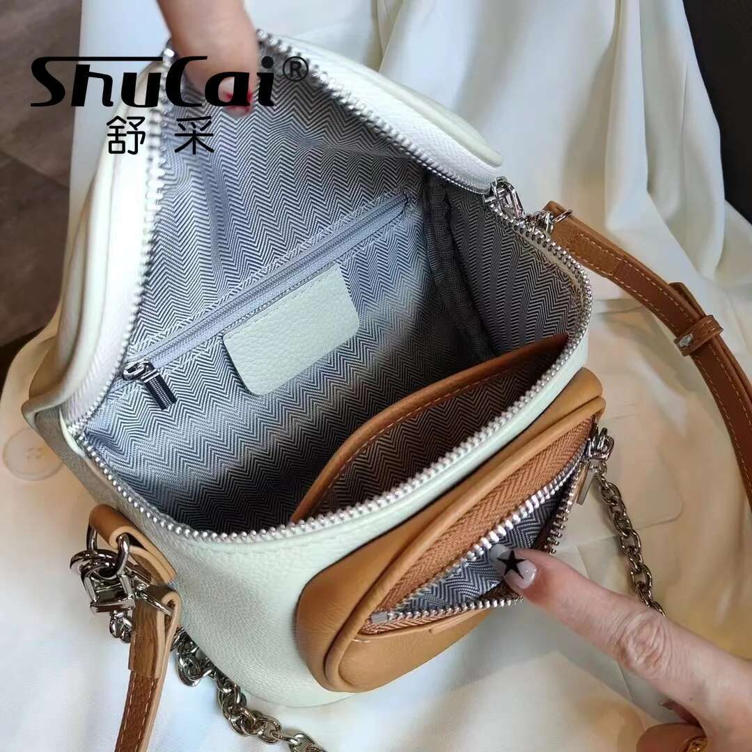 Genuine Leather New Chest Fashion Leather Single Shoulder Crossbody Chain Small Waist Bag