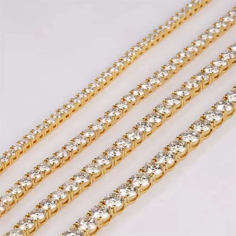 Master Rocks Jewelry Hip Hop Necklace 14k Solid Gold Iced Out 4MM VVS Moissanite Tennis Chain