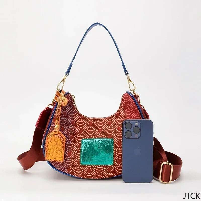 Convertible Crossbody 2025 Women - Washed Canvas Shoulder Purse with Eagle Embroidery, Gradient Niche Underarm Bag - Embroidery,