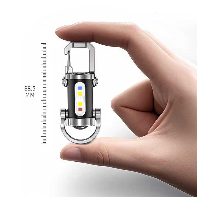 7 Modes Flashlight COB Work Light TYPE-C Rechargeable LED Keychain Hanging Portable Light Waterproof Keyring Camping Pocket LampW251106