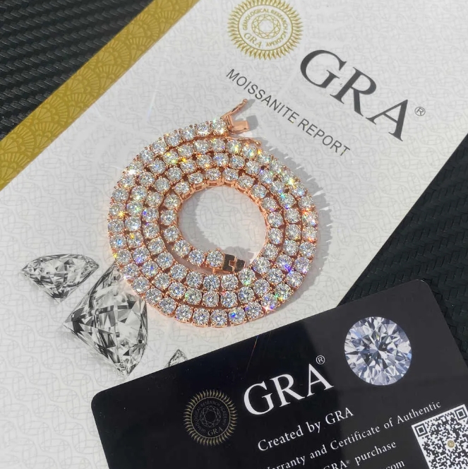 Sexy Silver Chain Necklace Adorned with High-Quality BG VVS Moissanite for Trendsetters