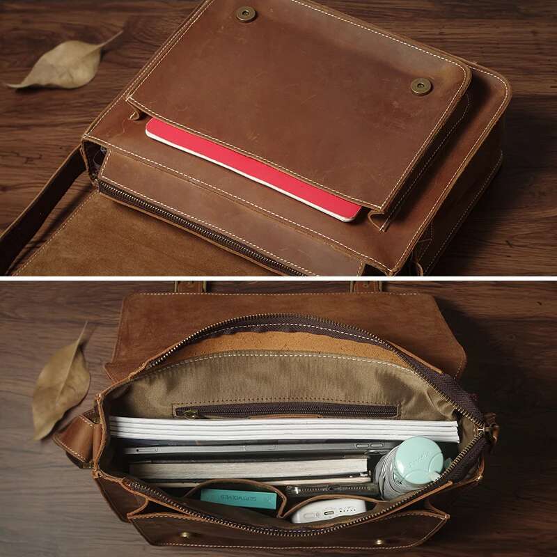 NUKA Retro Genuine Leather Messenger Crazy Horse Cowhide Shoulder Bag Men And Women High Quality Brand Crossbody Bags