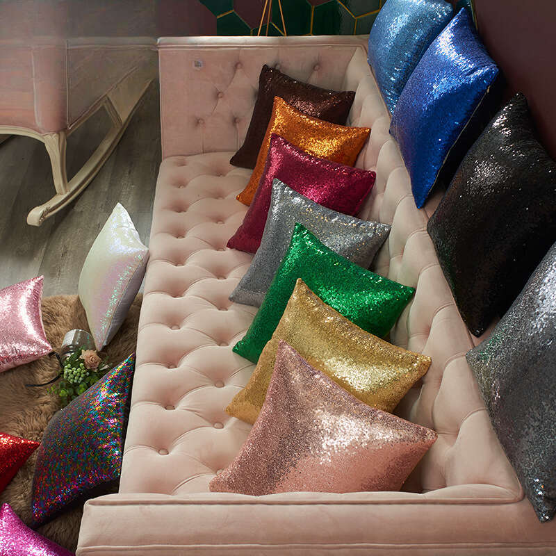 Ins Cross-Border Wedding New Year Christmas Sequin Cushion Lumbar Pillow Wholesale Pillowcase Without Core