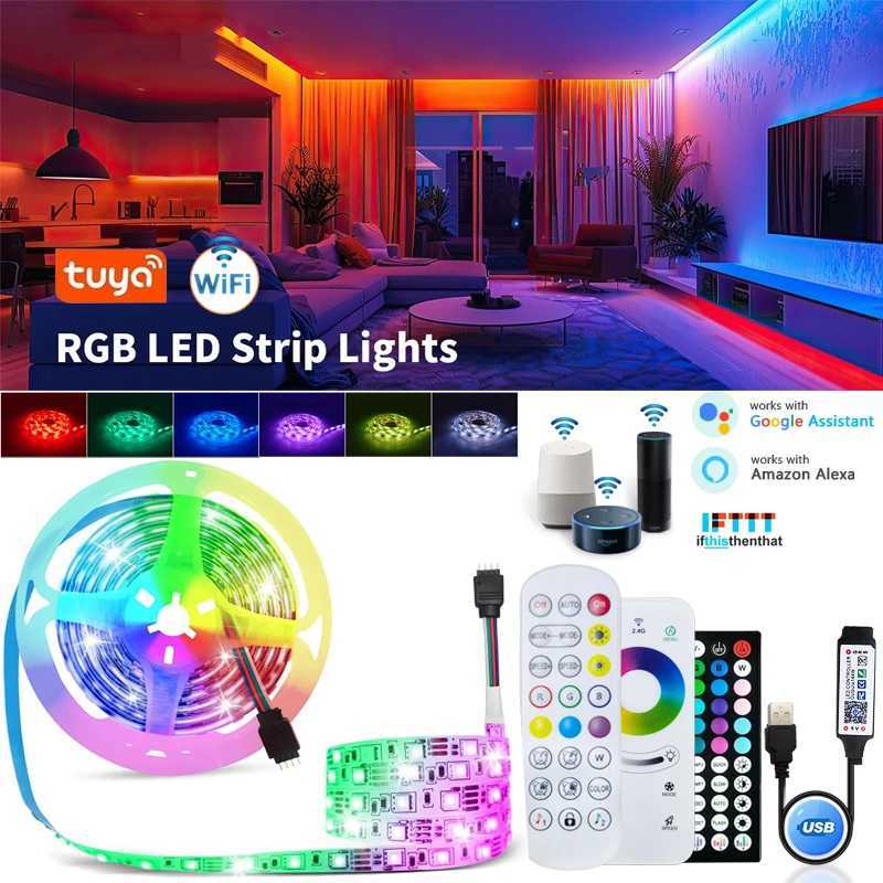 TUYA WIFI LED Strip Lights RGB 5V USB Led Light Bluetooth Music SYNC TV Background Lighting Tape for Alexa Game Room Home Decor W251107