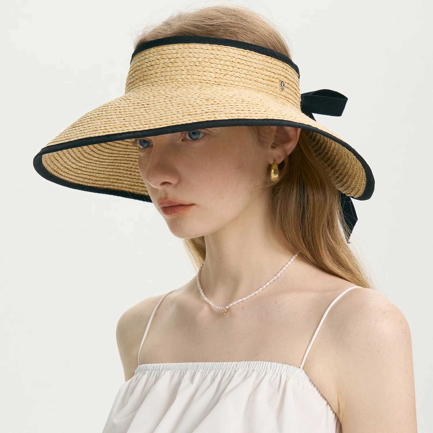 USPOP Hat Women Summer New Designer Edged Straw Sun Hat Foldable Raffia Large Brim Hollow Top Beach Hat Z250407