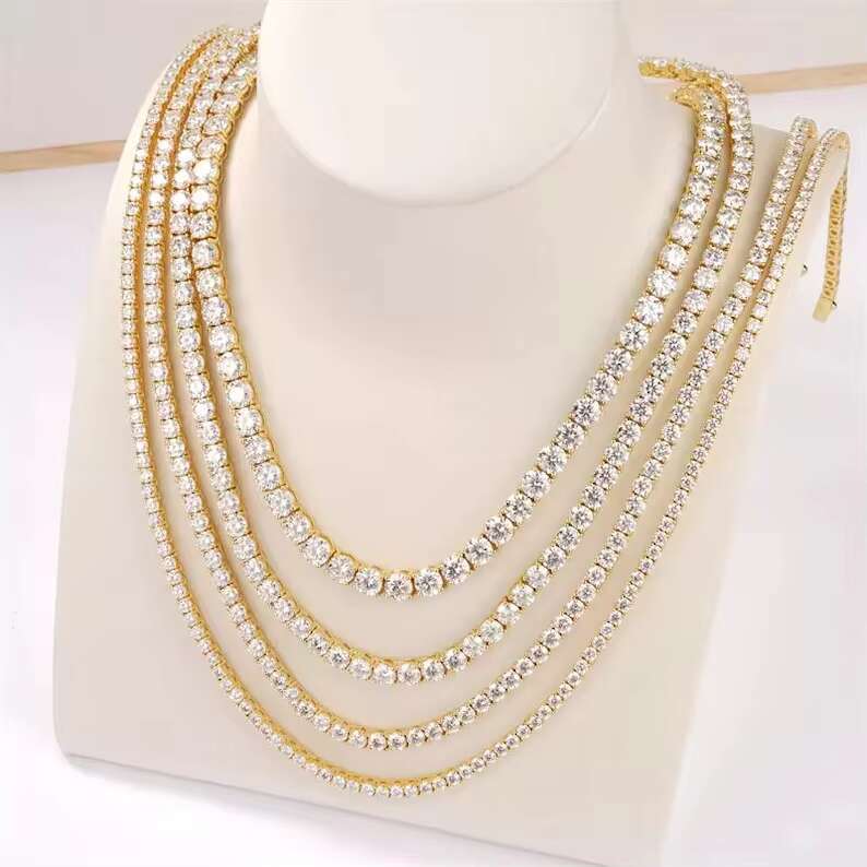 Master Rocks Jewelry Hip Hop Necklace 14k Solid Gold Iced Out 4MM VVS Moissanite Tennis Chain
